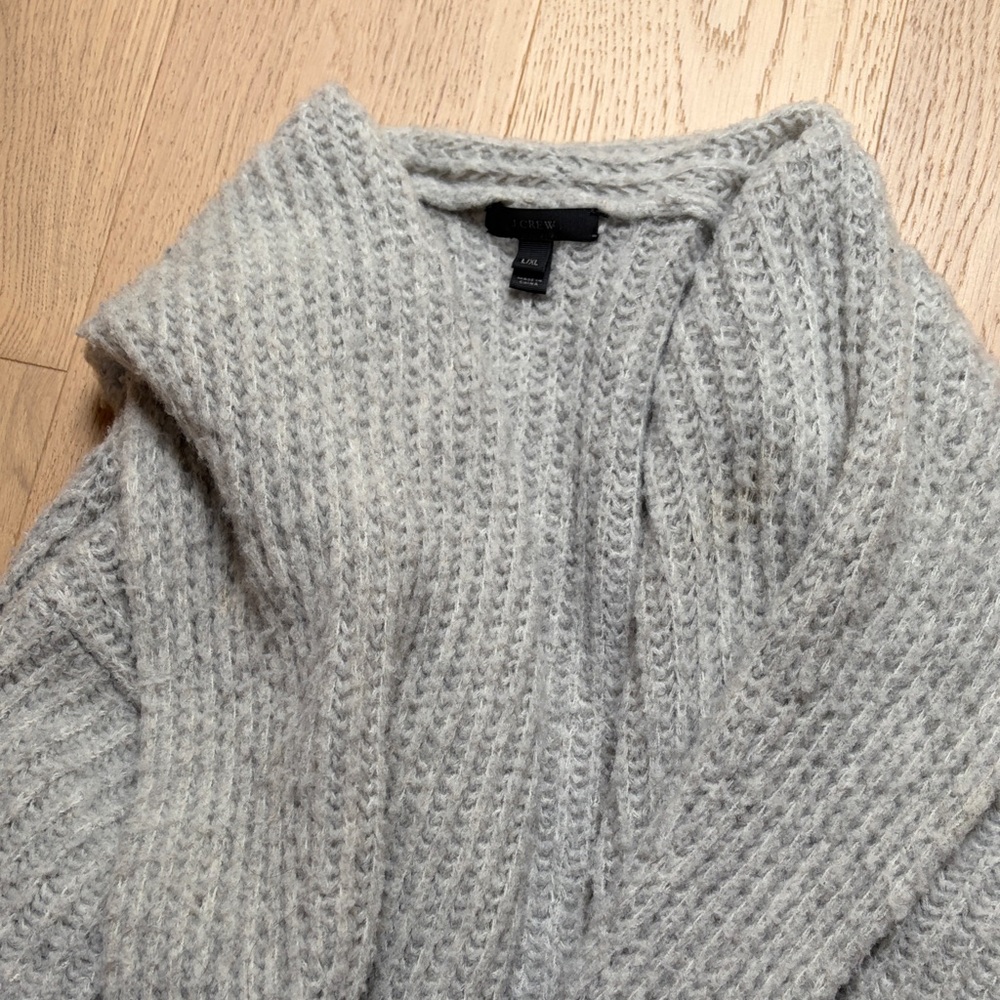 J. Crew Light Gray Ribbed Open-Front Cardigan Coat - Picture 2 of 14